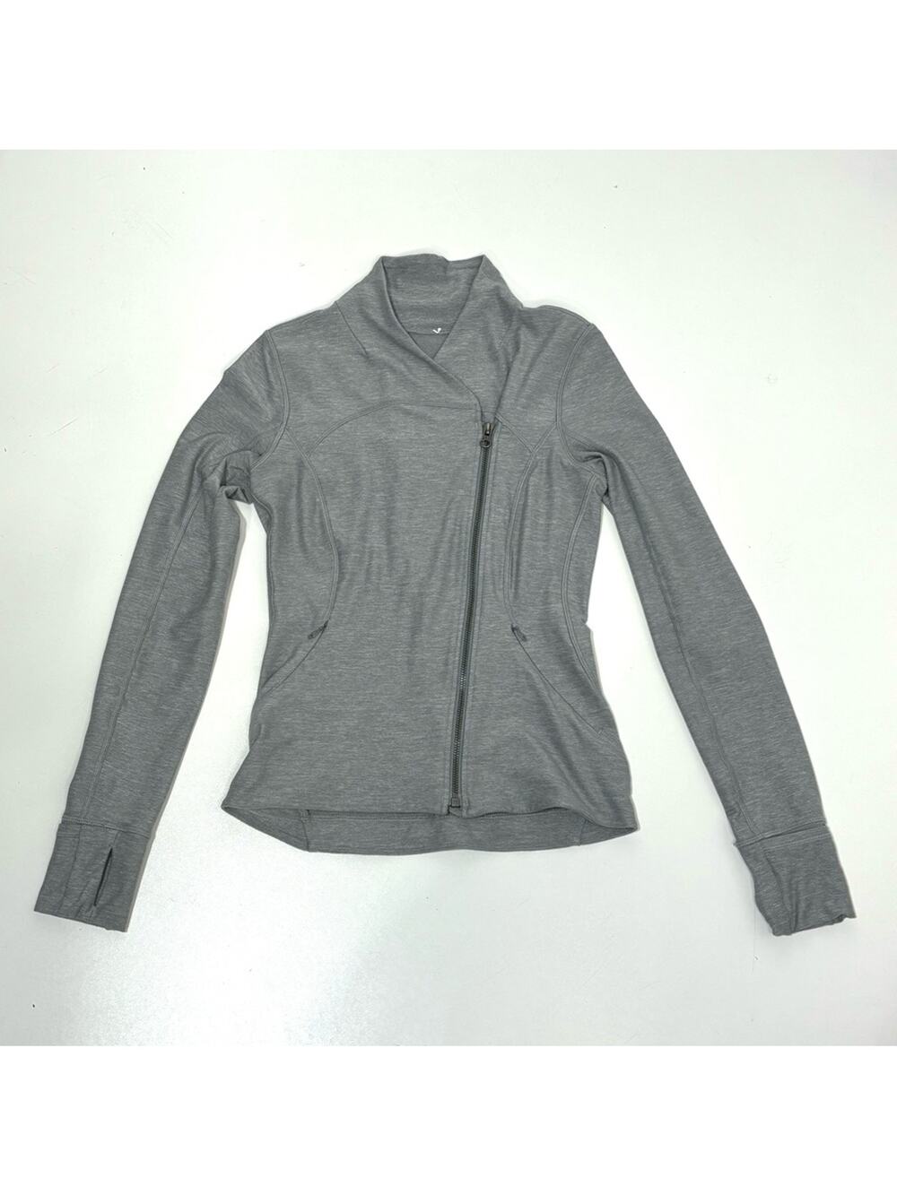 Lululemon Precision Jacket Heathered Battleship Gray Asymmetrical Full Zipper 4